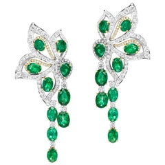 Emerald And Diamond Earring In 18K Yellow / White Gold