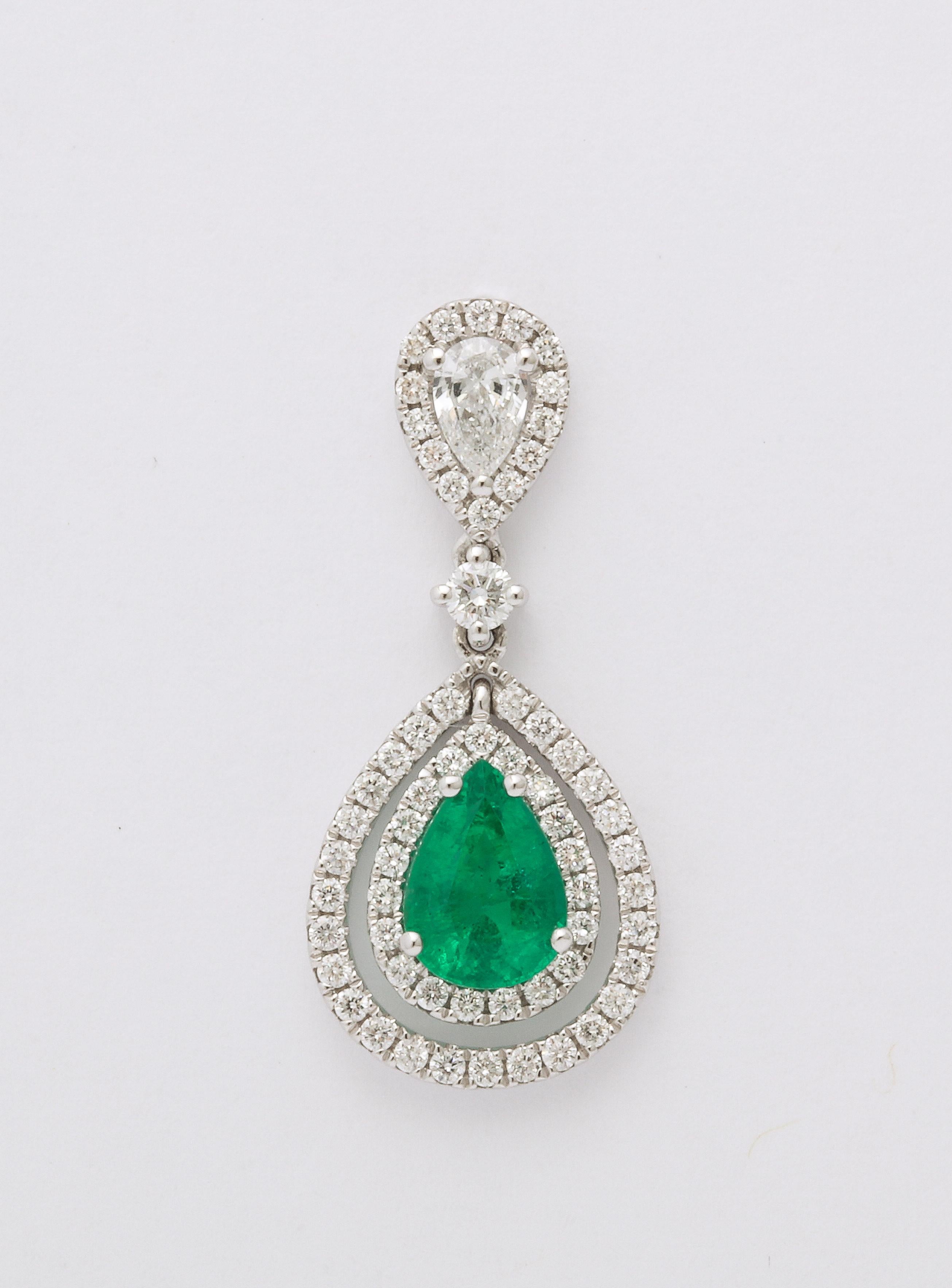 Women's or Men's Emerald and Diamond Earring