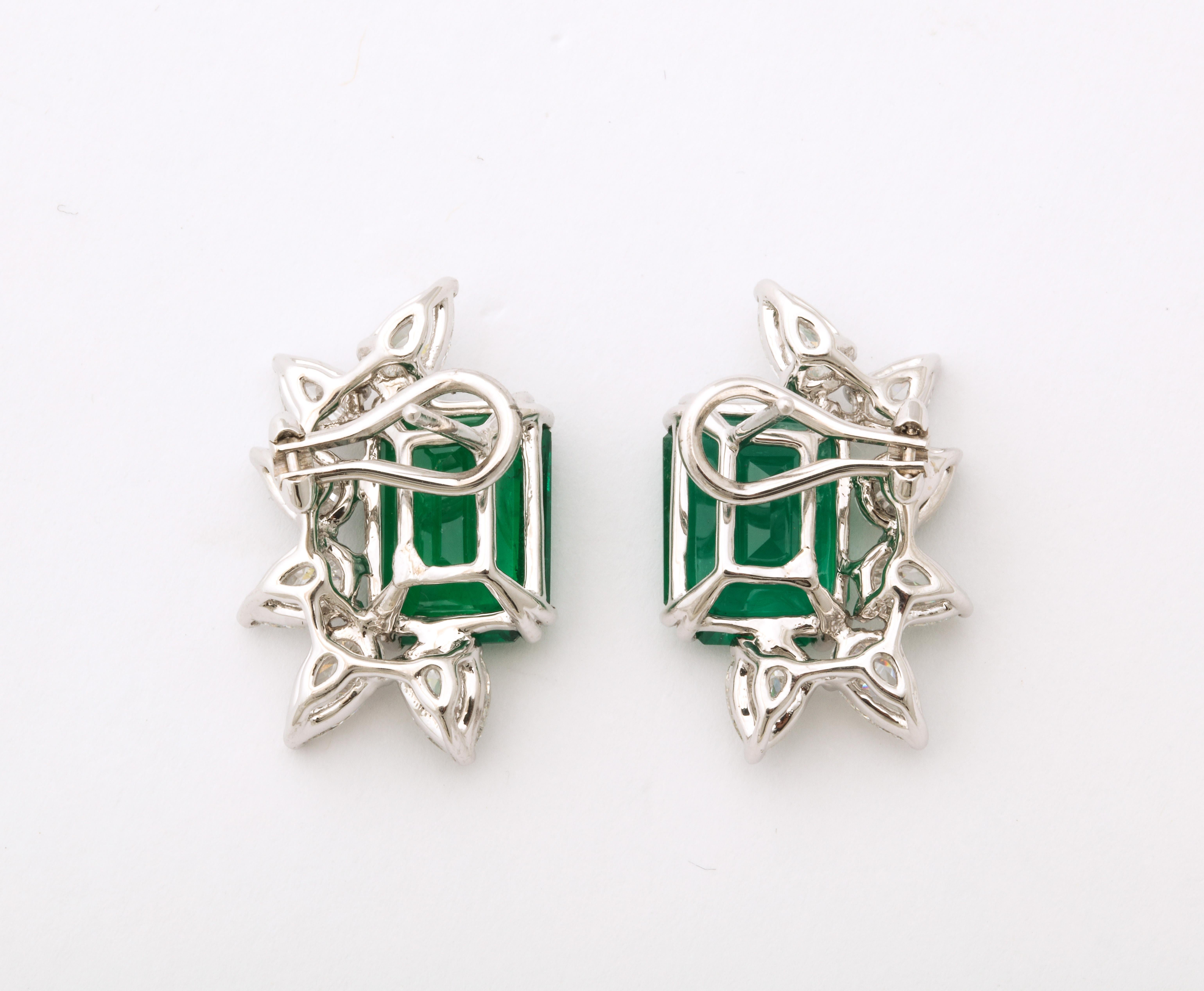 Emerald and Diamond Earring For Sale 1
