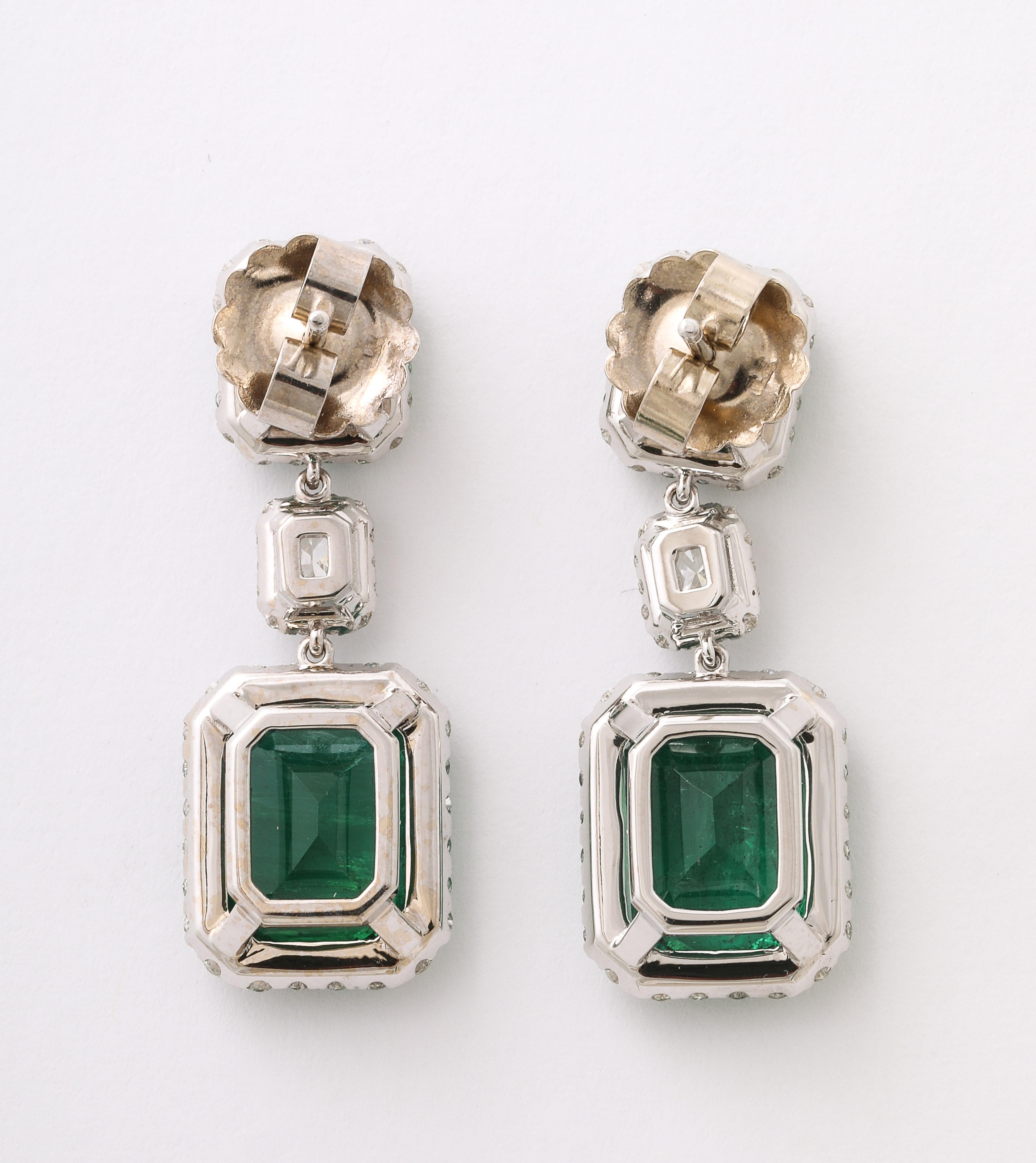 Emerald and Diamond Earring For Sale 2