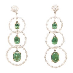 Emerald and Diamond Earring in 18 Karat Gold