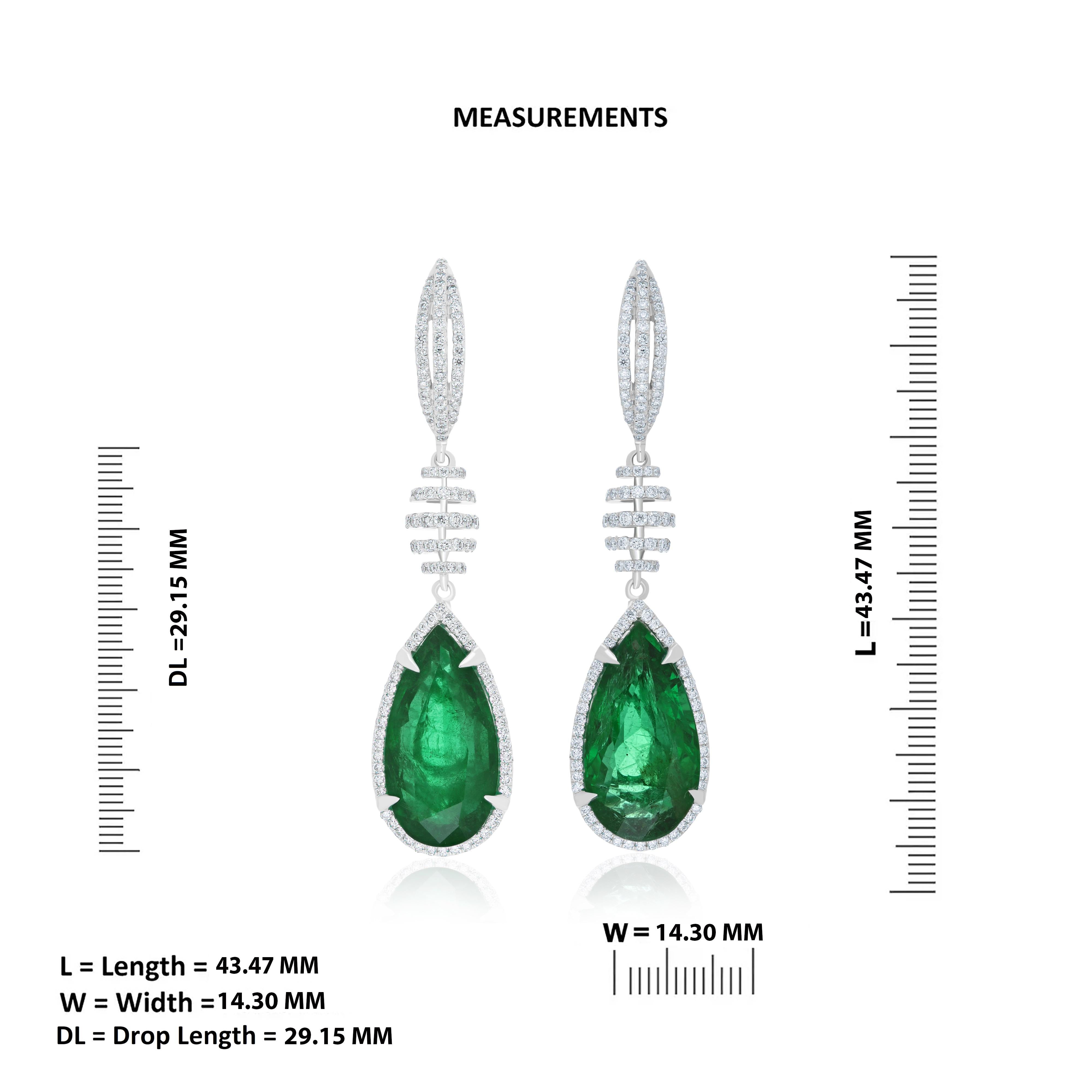 Women's Emerald and Diamond Earring in 18k White Gold for Charismas Party Wear Earring  For Sale