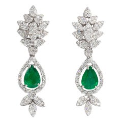 Emerald and Diamond Earrings 18 Karat Gold