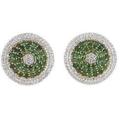 Emerald and Diamond Earrings 3.03 Carat Diamonds 3.80 Carat Emeralds
