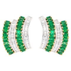 Pendientes Esmeralda y Diamantes Baguettes 6,45 Quilates Oro 18K