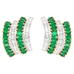 Pendientes Esmeralda y Diamantes Baguettes 6,45 Quilates Oro 18K