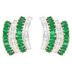 Pendientes Esmeralda y Diamantes Baguettes 6,45 Quilates Oro 18K