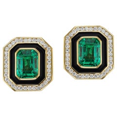 Emerald and Diamond Earrings by Andrew Glassford