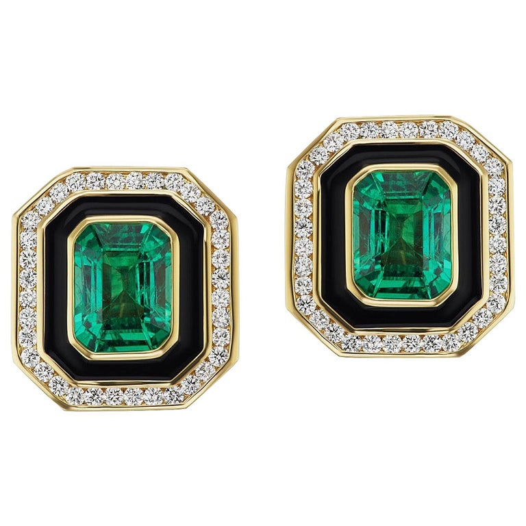 Emerald and Diamond Earrings by Andrew Glassford For Sale at 1stDibs