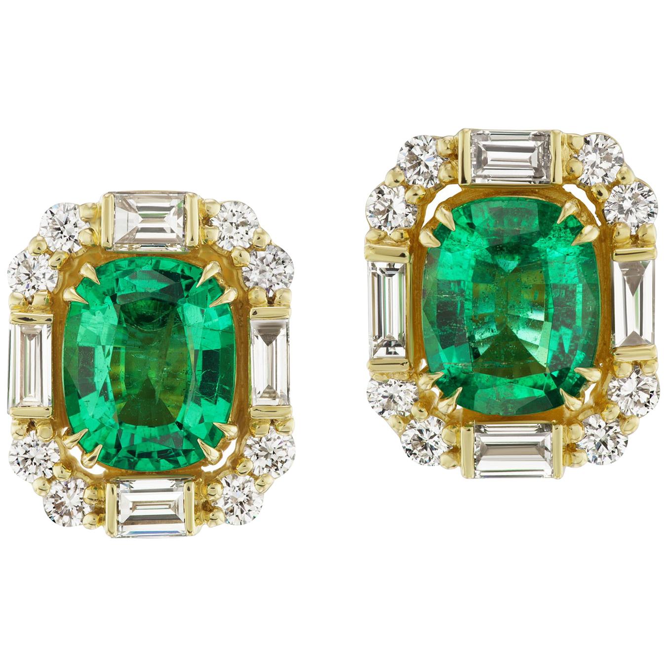 Emerald and Diamond Earrings by Andrew Glassford