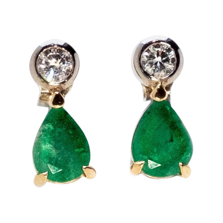 Emerald and Diamond Earrings by Love and Object For Sale