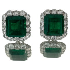 emerald and diamond earrings Colombia-Muzo certified 25cts