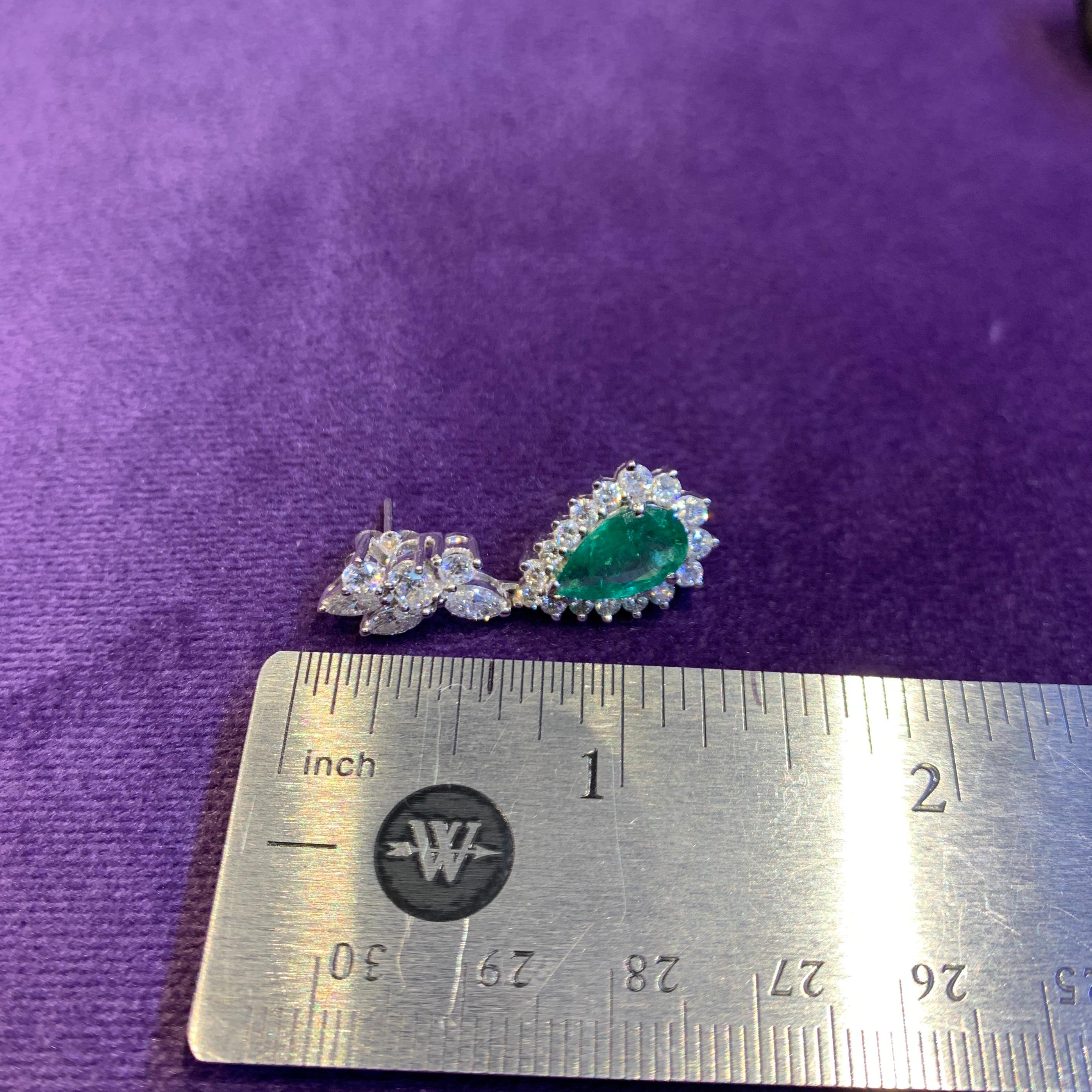 Emerald and Diamond Earrings For Sale 5