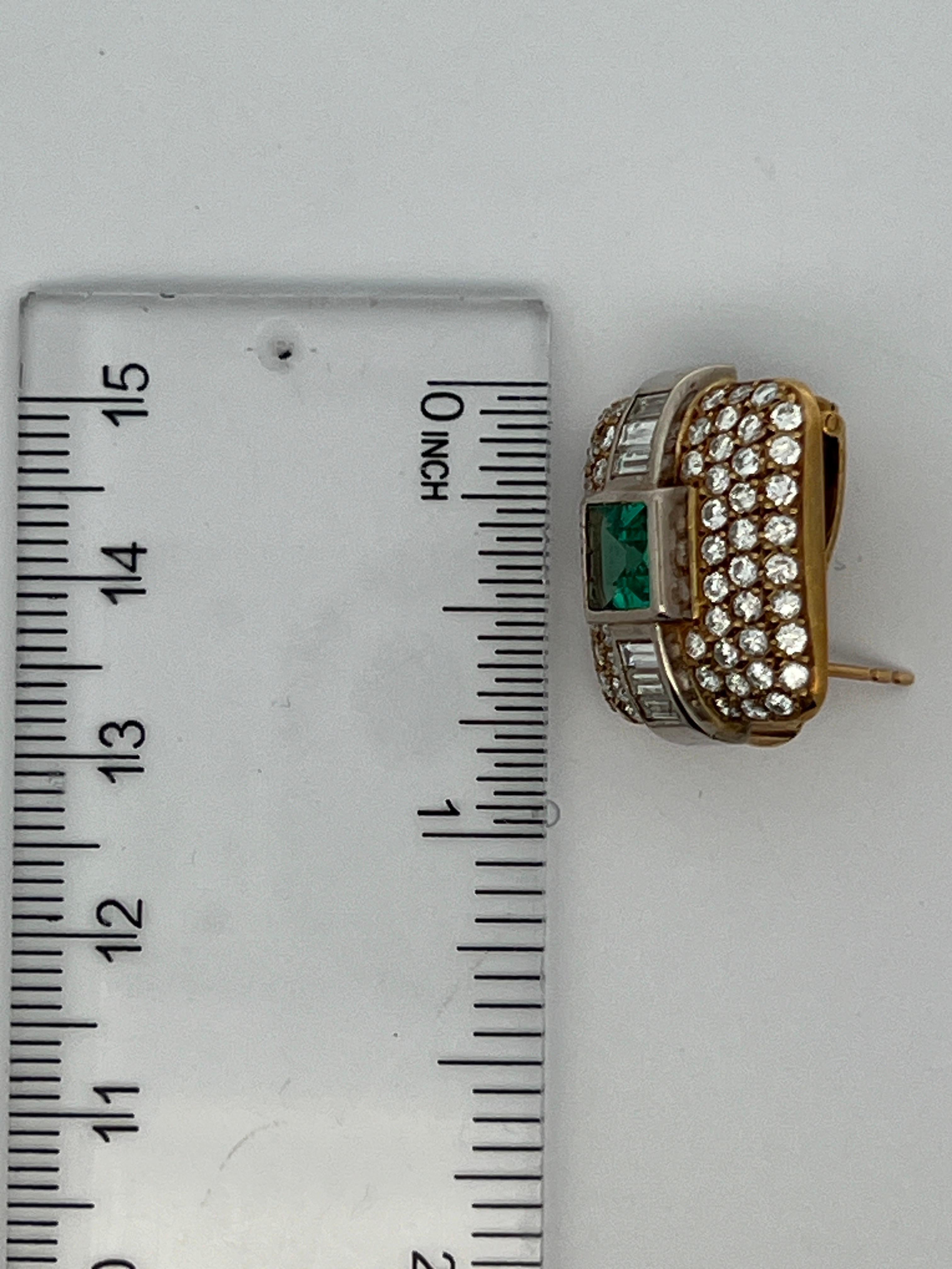 Emerald and Diamond Earrings In Excellent Condition For Sale In New York, NY