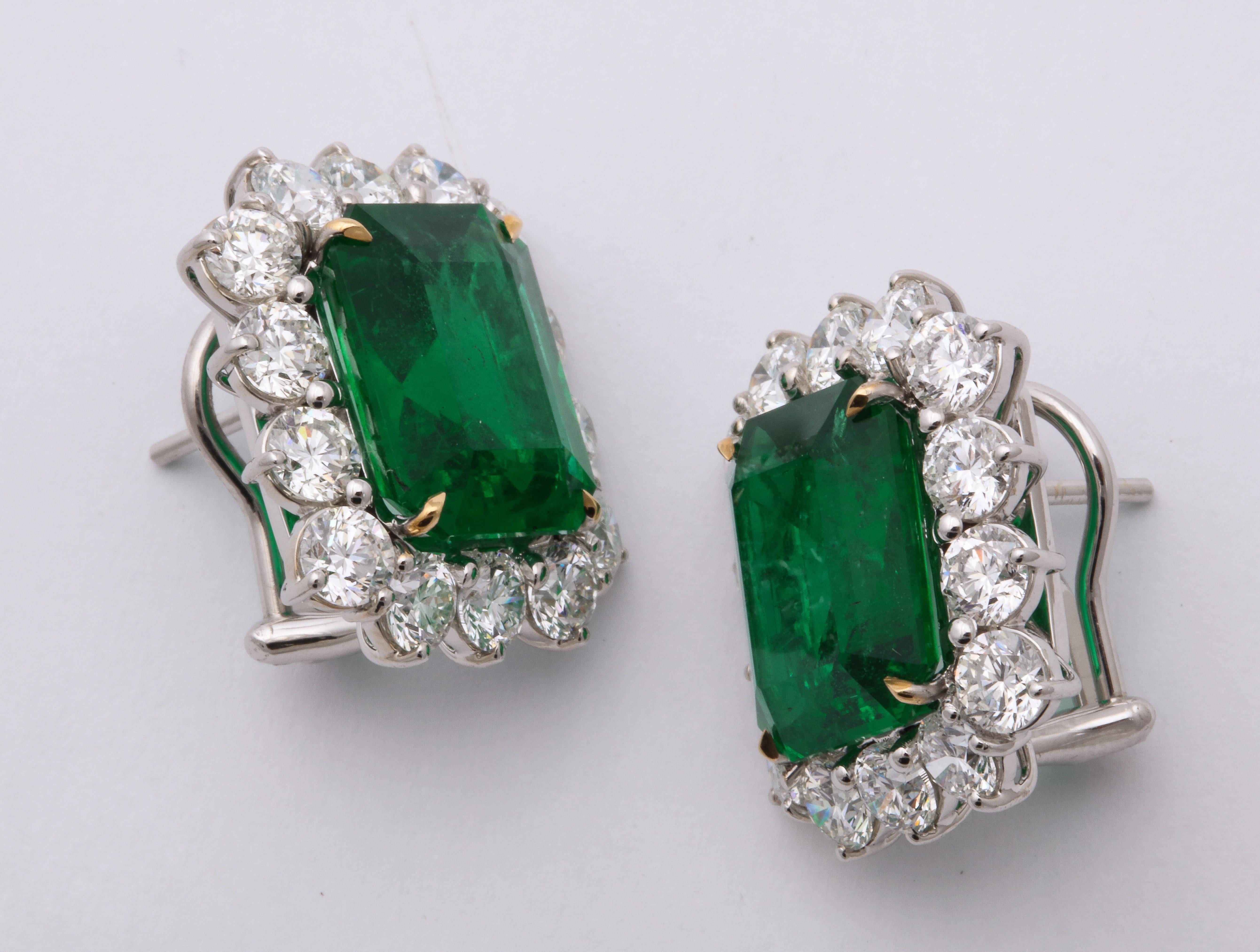 Women's or Men's Emerald and Diamond Earrings