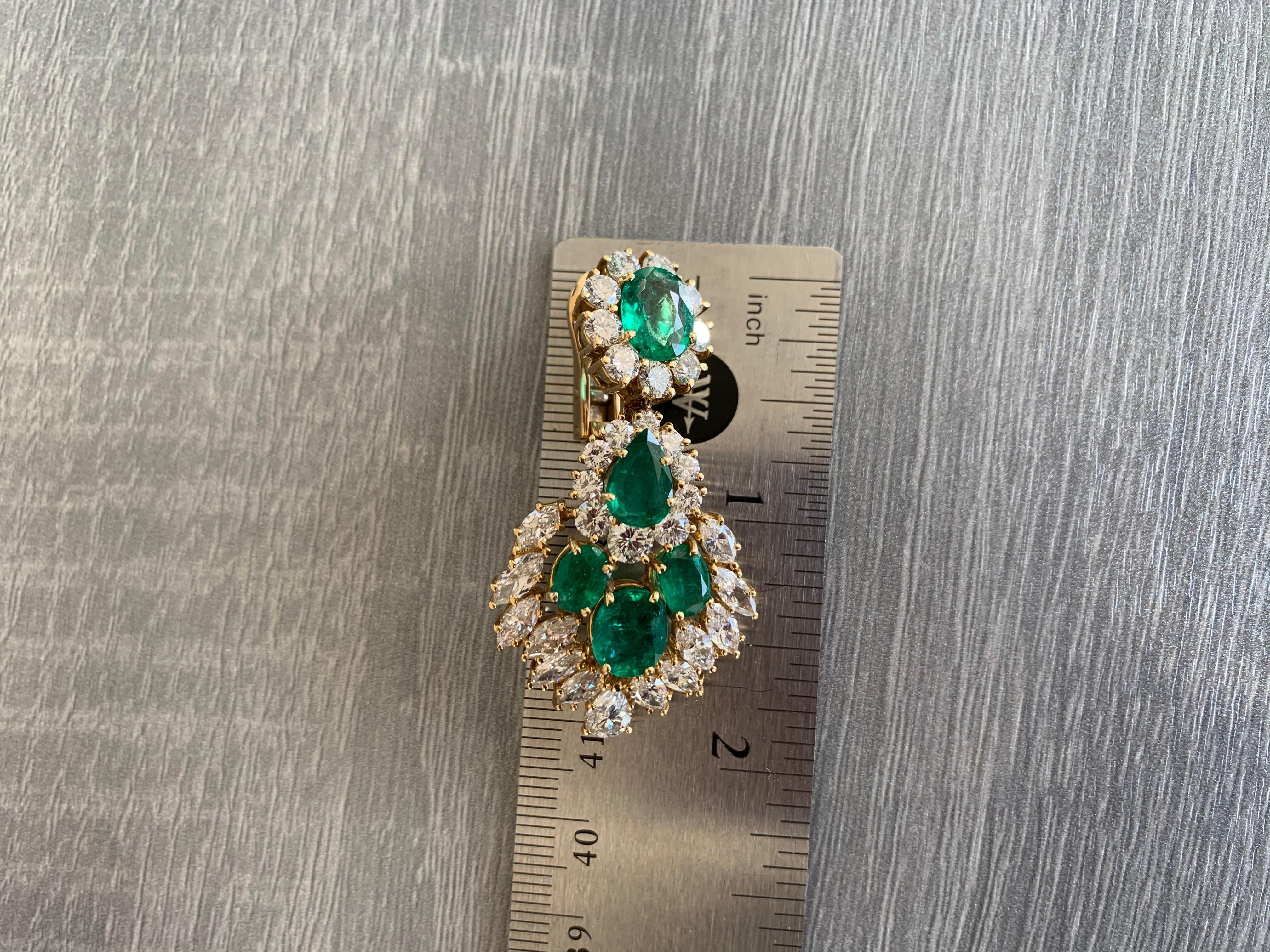 Emerald and Diamond Earrings For Sale 2