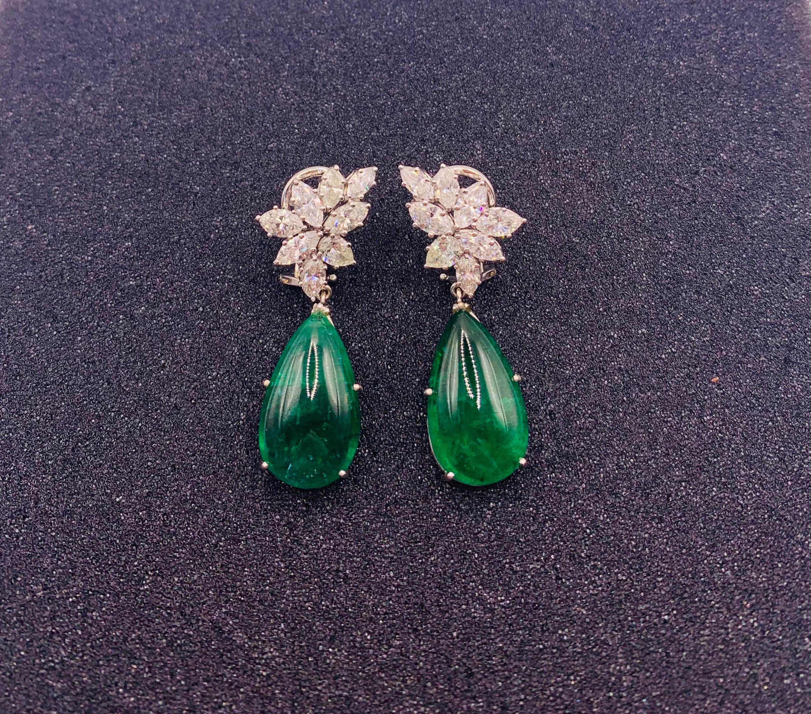 Emerald and Diamond Earrings In New Condition For Sale In MADRID, MD