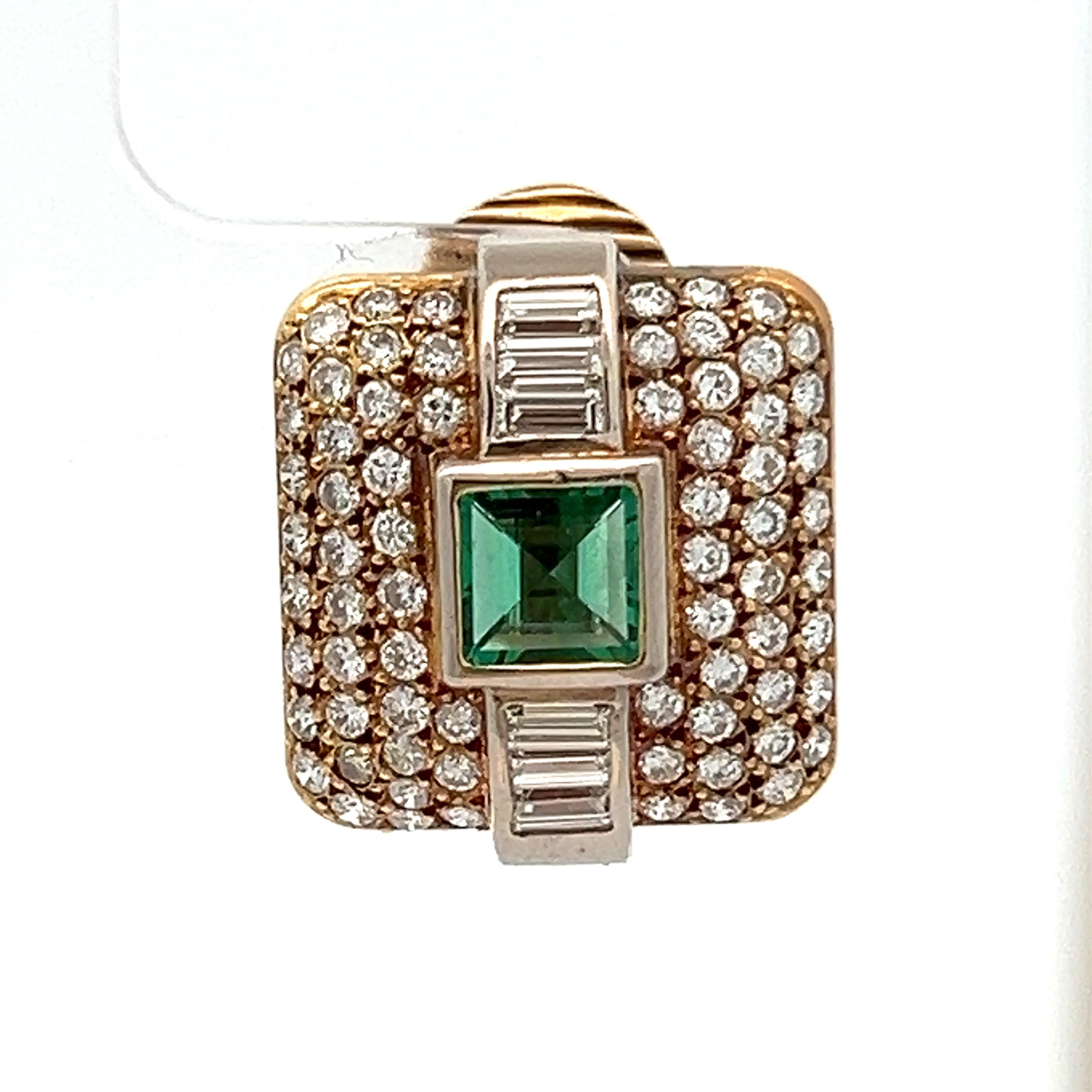 Emerald and Diamond Earrings For Sale 1