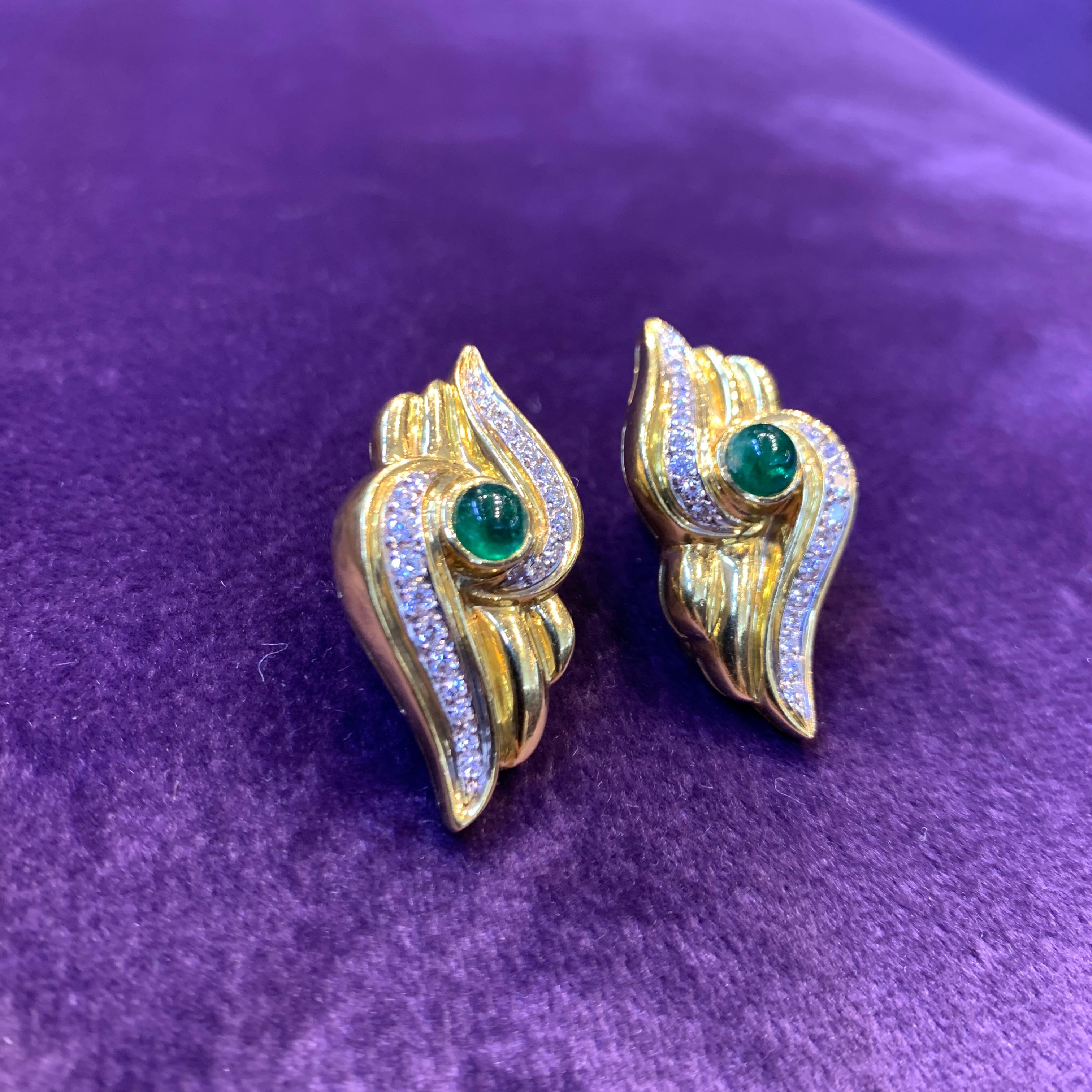 Emerald and Diamond Earrings  For Sale 2