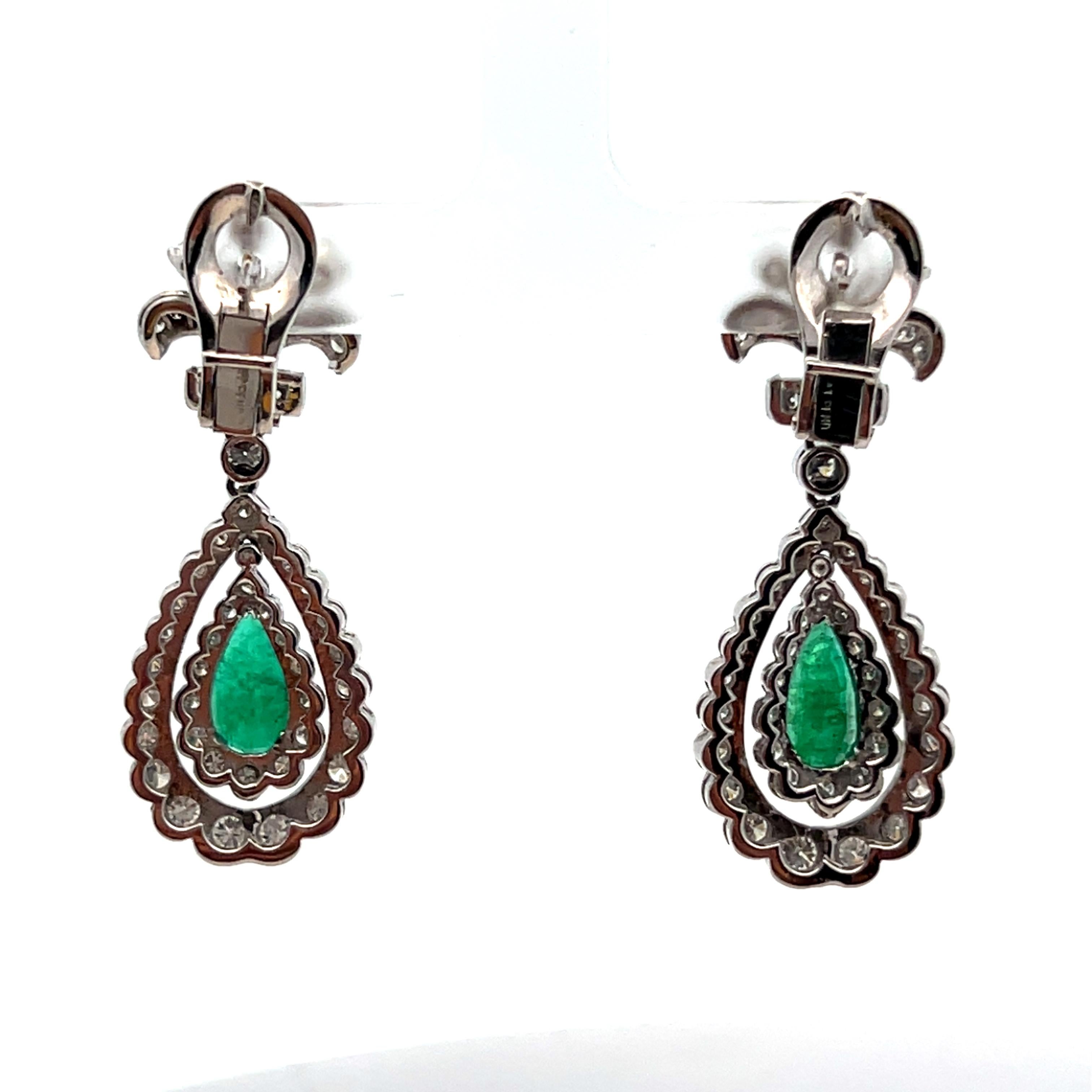Emerald and Diamond Earrings For Sale 2
