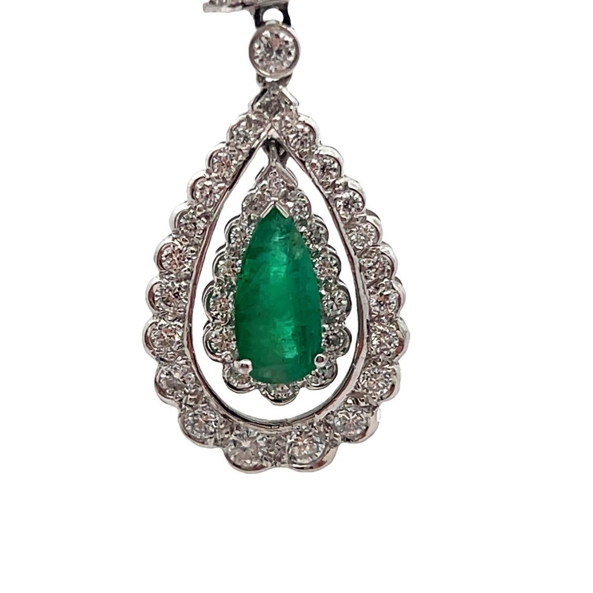 Emerald and Diamond Earrings For Sale 3