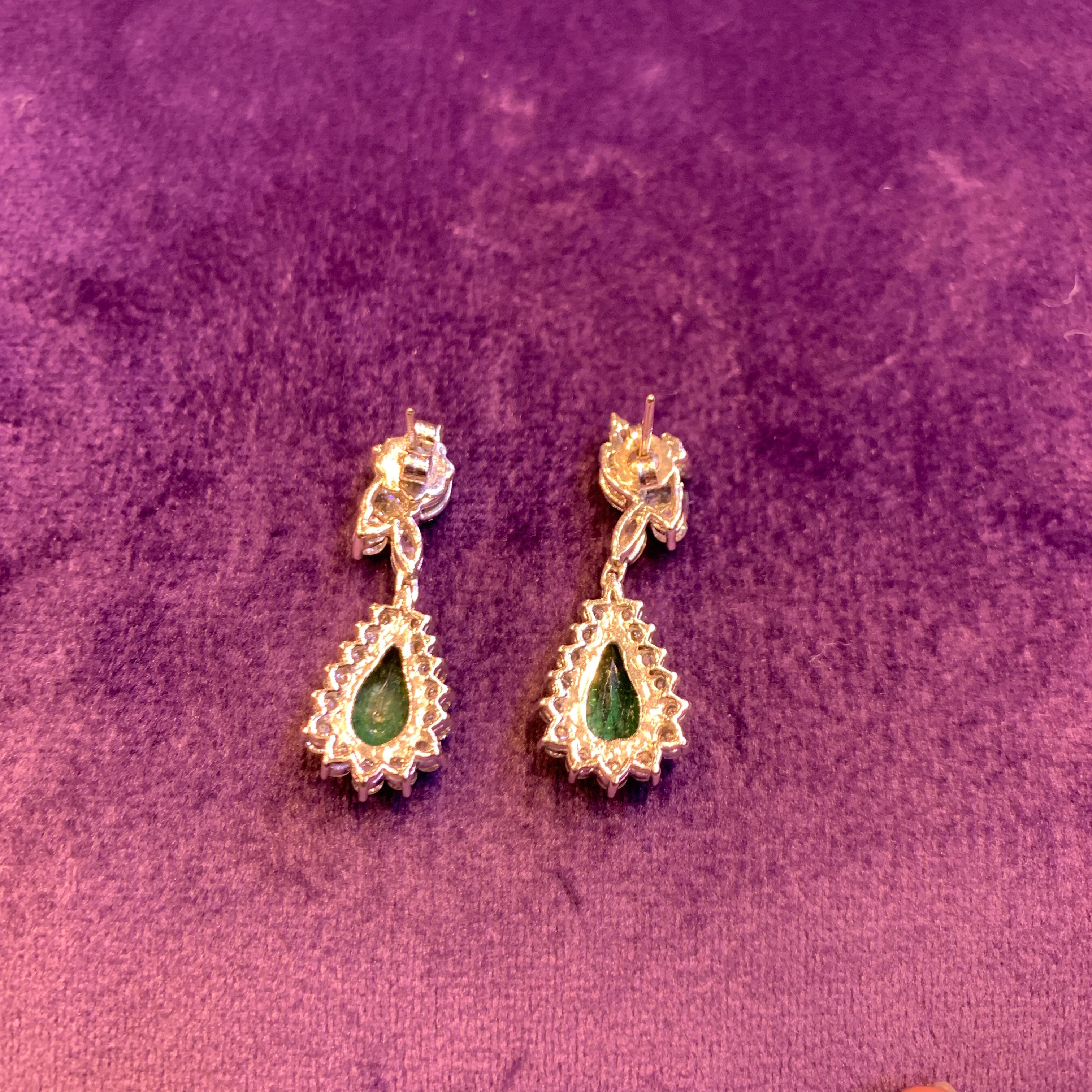 Emerald and Diamond Earrings For Sale 4