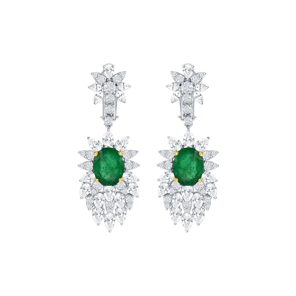 Emerald and Diamond Earrings at 1stDibs
