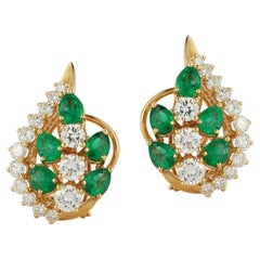 Retro Emerald and Diamond Earrings