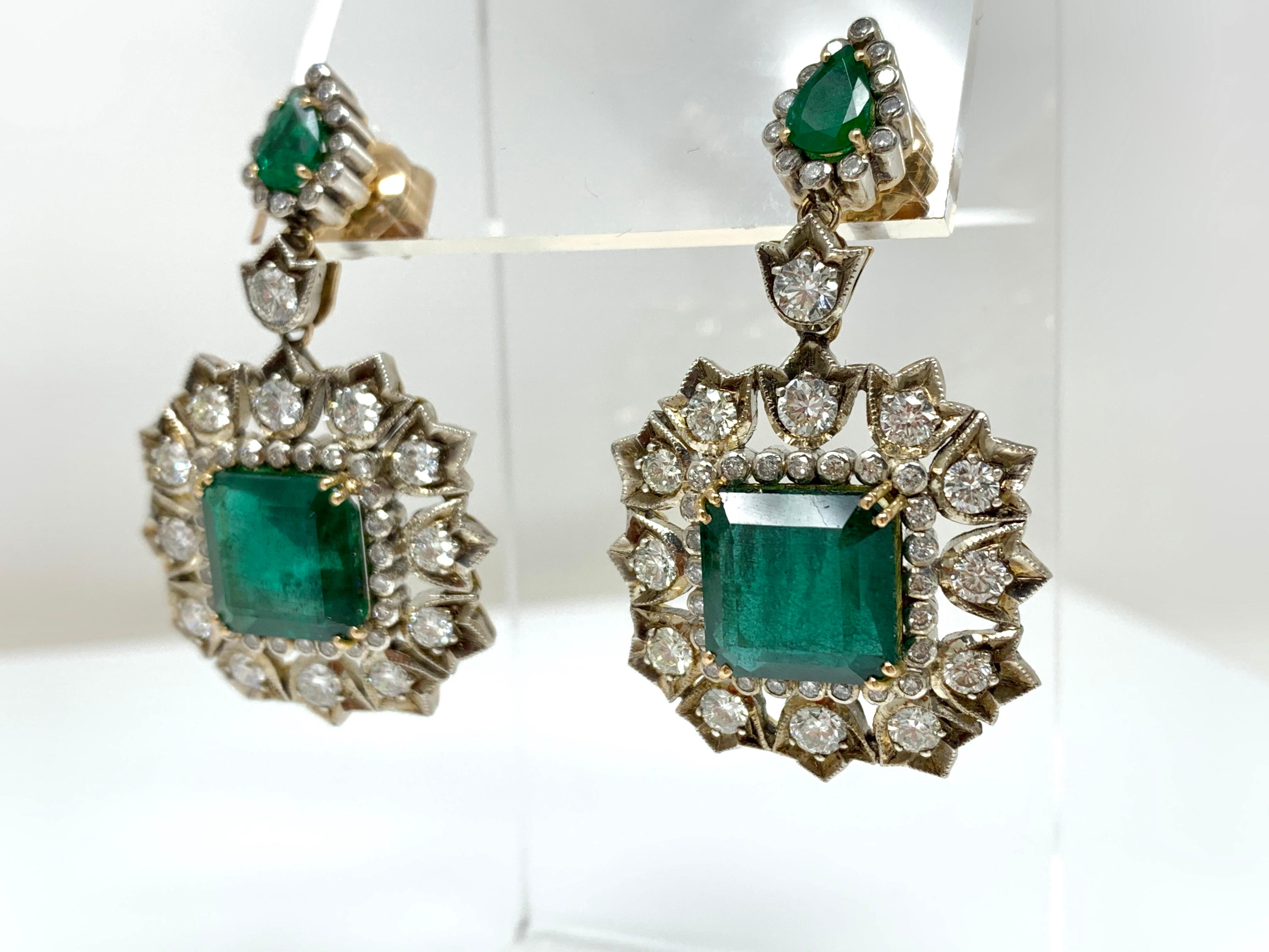 Emerald and Diamond Earrings in 18 Karat White Gold 3