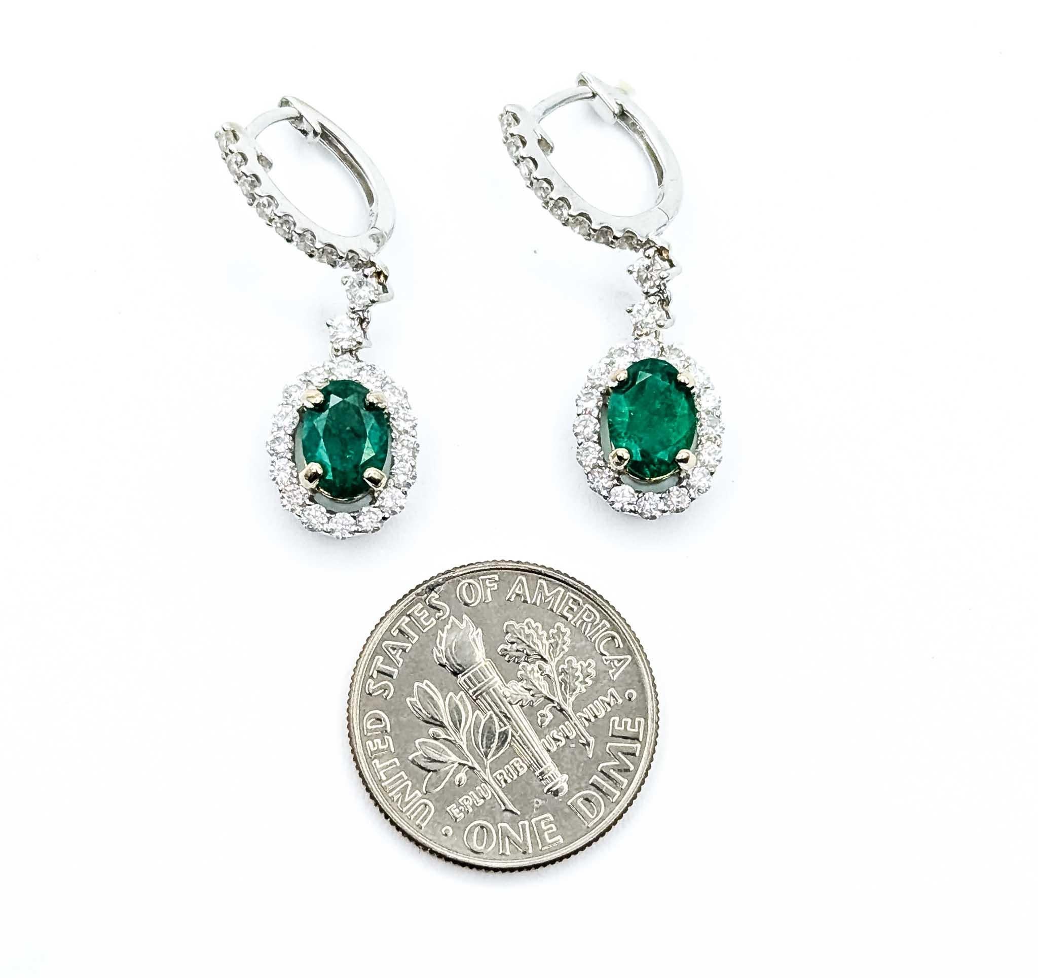 Pendientes de Esmeralda y Diamante en Oro Blanco de 18k en venta 1