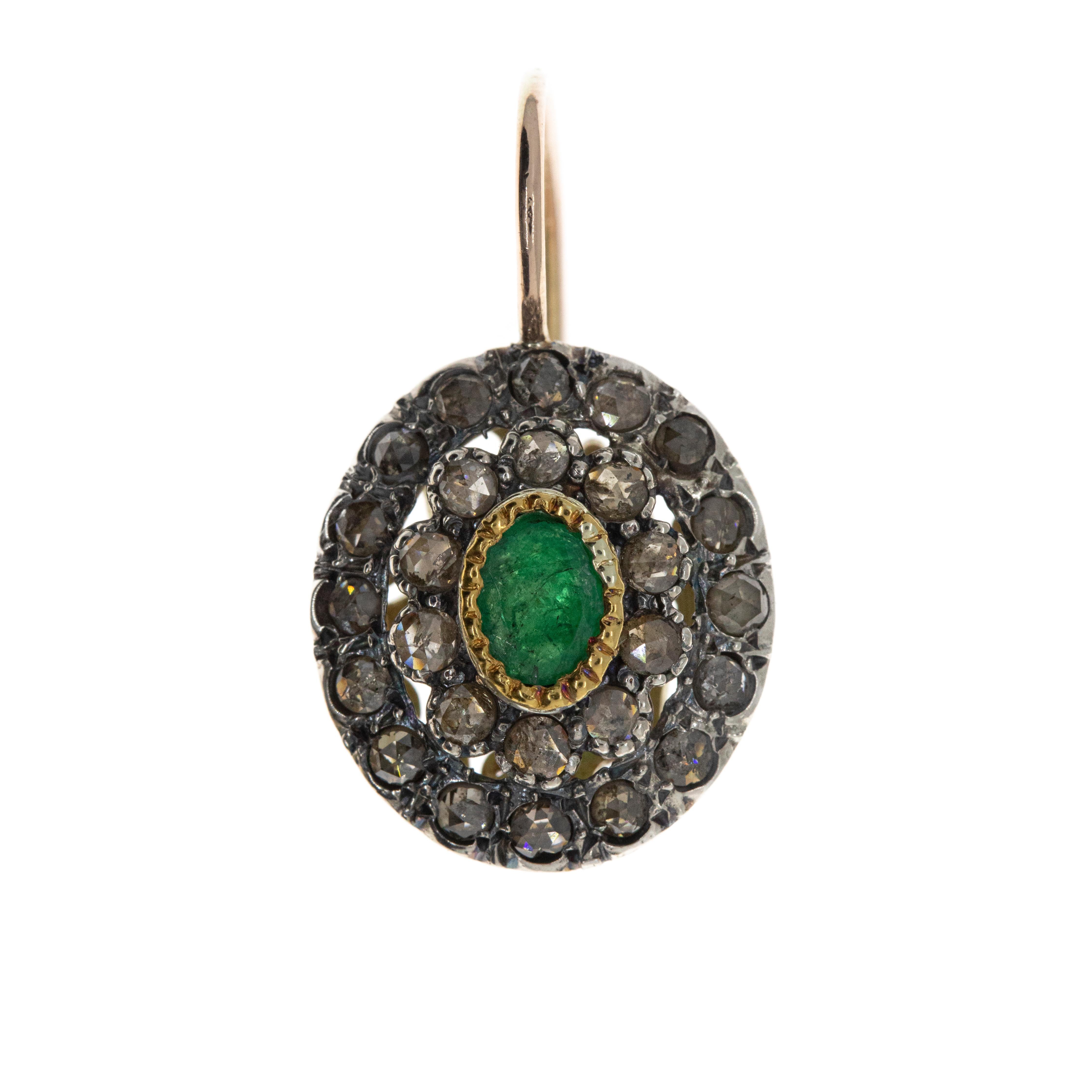 Understated and elegant, and yet 600-odd years in the making, these emerald and diamond earrings are set in rose 9-karat gold and 925 silver and produced using an ancient Albanian technique that was brought to Palermo in the fifteenth century.