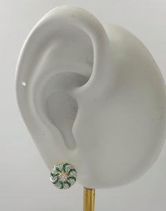 Emerald and Diamond Earrings set in 18K Gold Settings