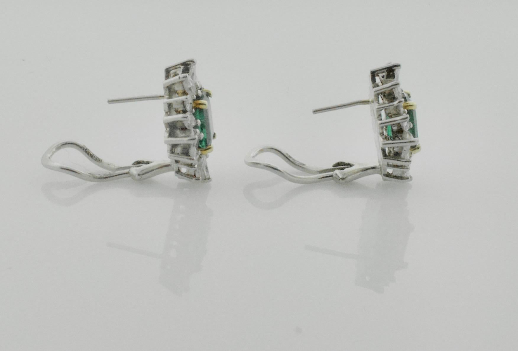 Emerald Cut Emerald and Diamond Earrings with GIA Certification in Platinum For Sale