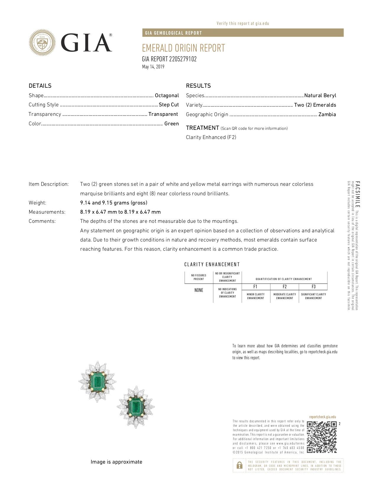 Emerald and Diamond Earrings with GIA Certification in Platinum For Sale 3