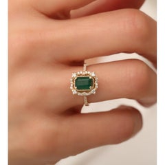 Emerald And Diamond Engagement 1.41ct Ring