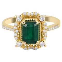 Emerald And Diamond Engagement 1.41ct Ring