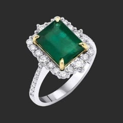 Emerald And Diamond Engagement 3.88ct Ring