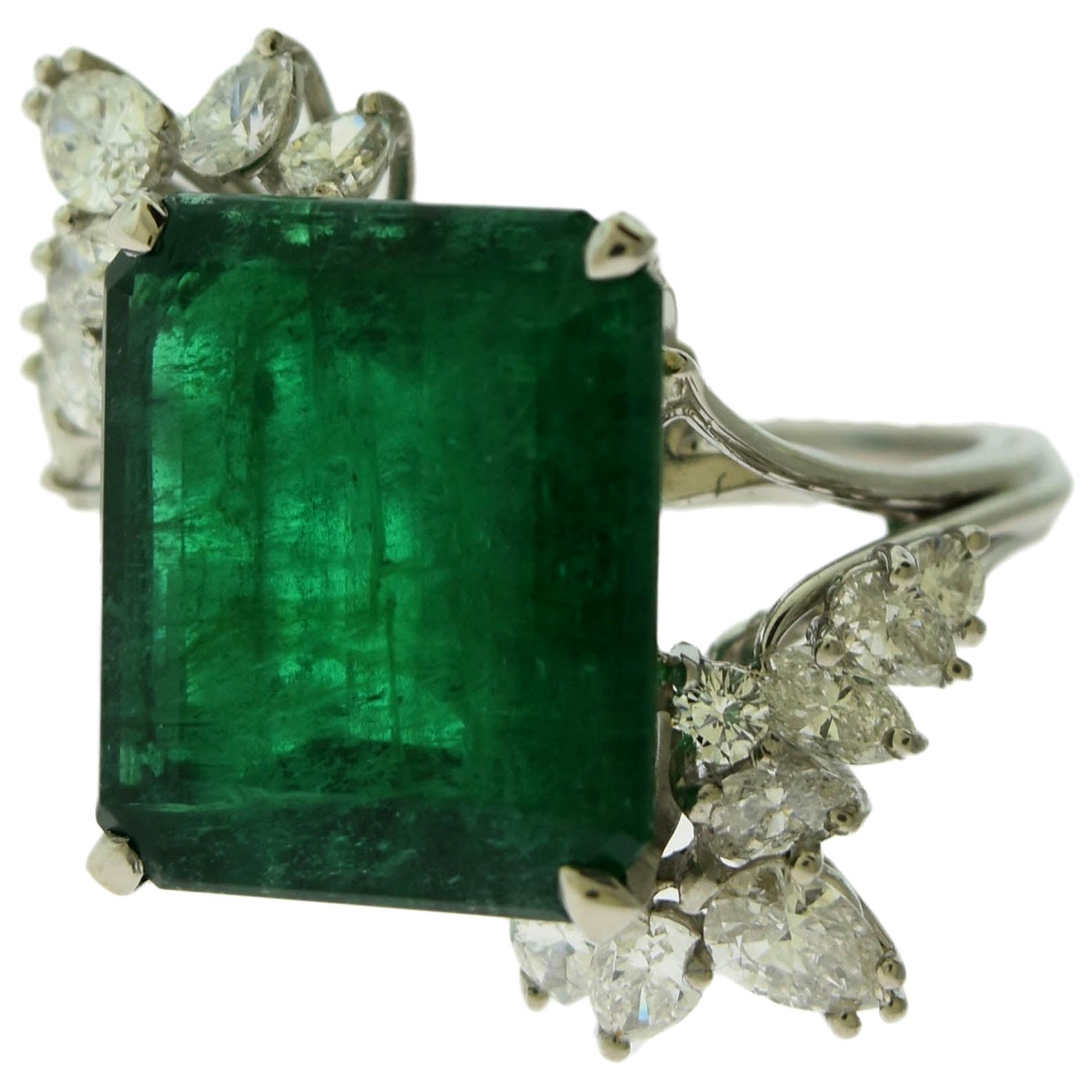 Emerald and Diamond Engagement/ Occasion Ring