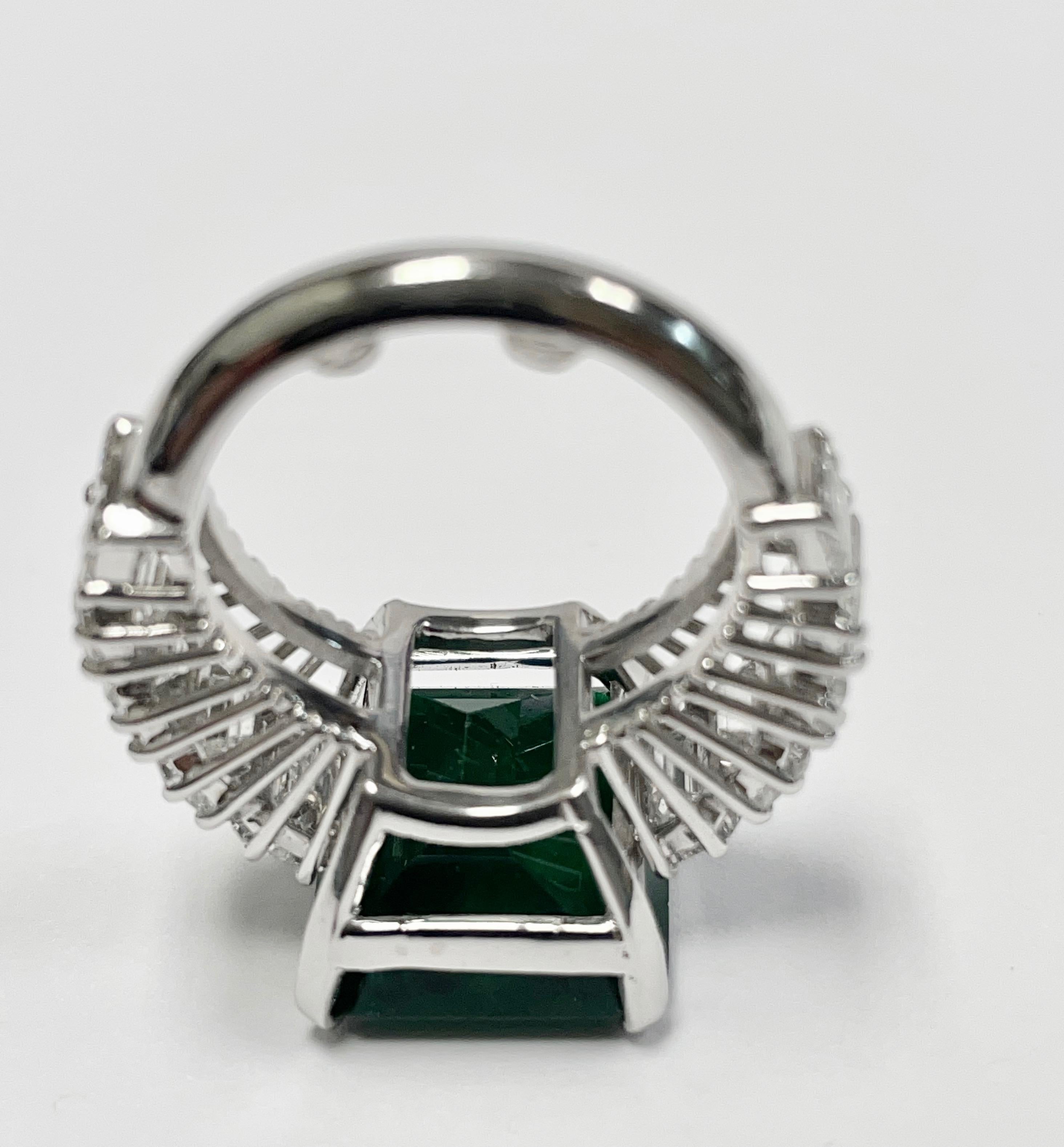 Emerald Cut Emerald and Diamond Engagement Ring