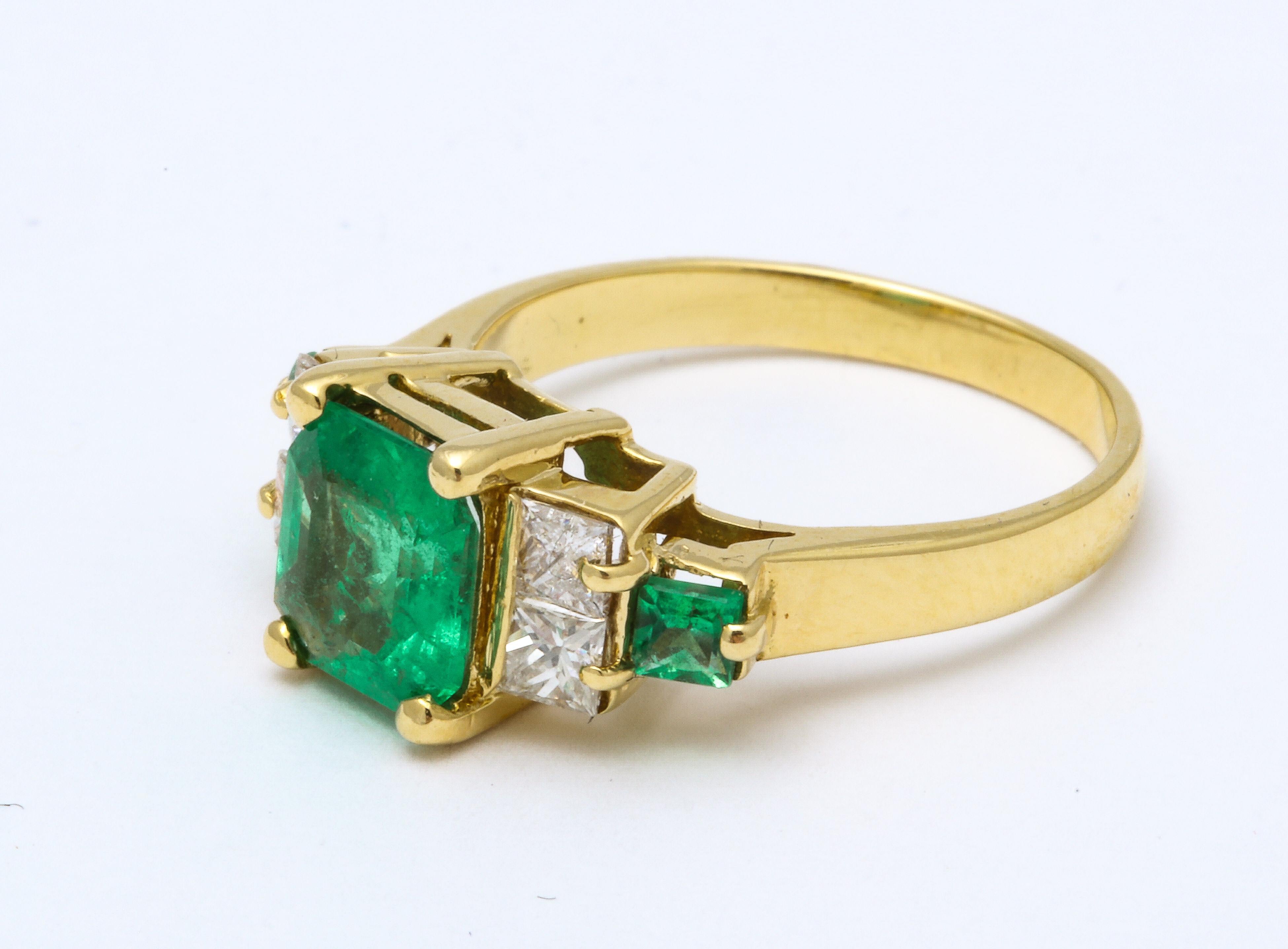 Emerald and Diamond Engagement Ring In Good Condition In New York, NY