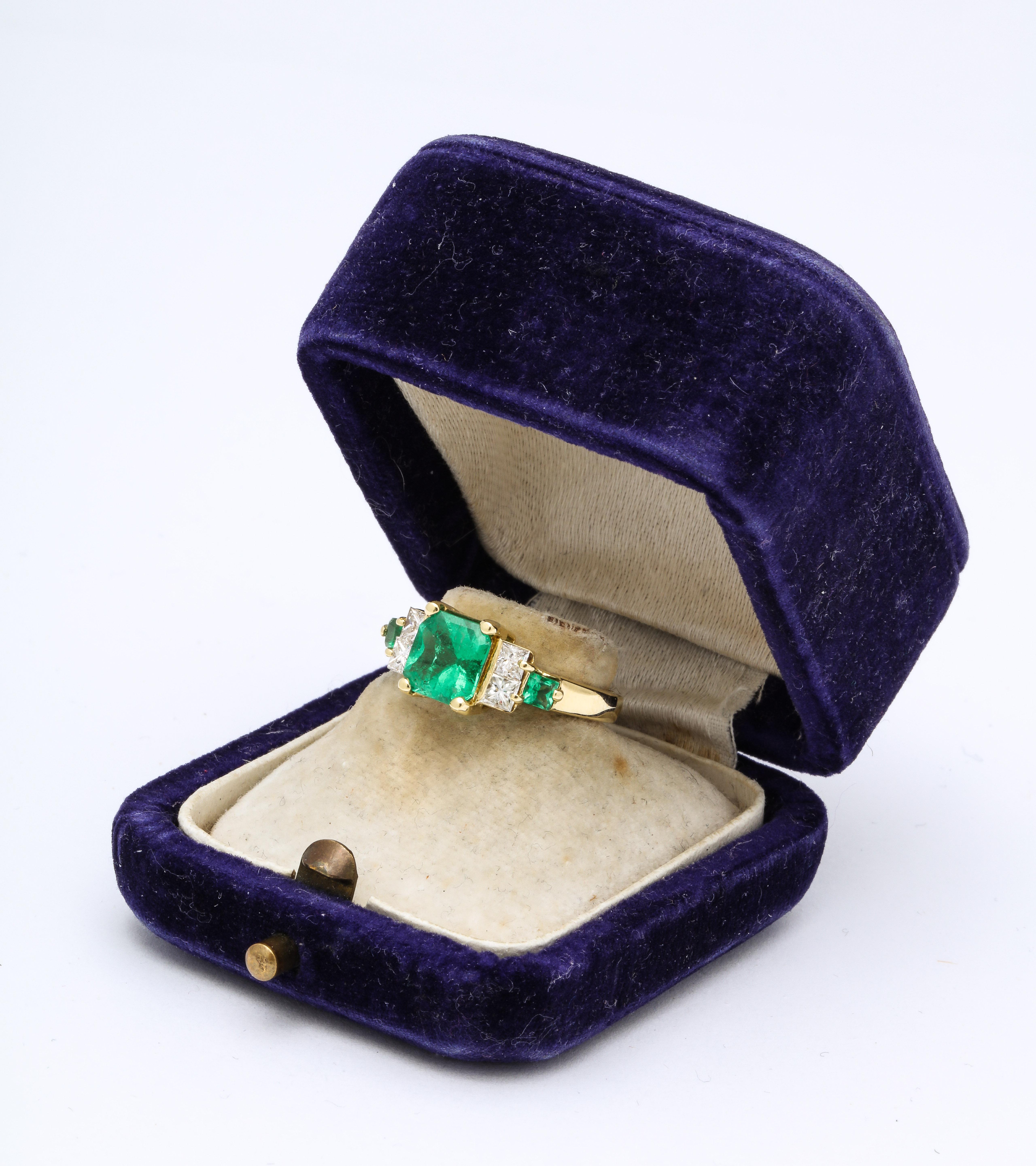 Emerald and Diamond Engagement Ring 1