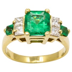 Emerald and Diamond Engagement Ring