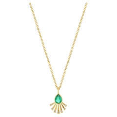Collana a ventaglio con smeraldo e diamante