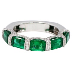 18K Weißgold Sambia Smaragd
Diamant Fünf-Stein-Ring Band