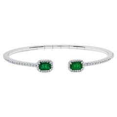 Flexibler offener Smaragd- und Diamant-Armreif