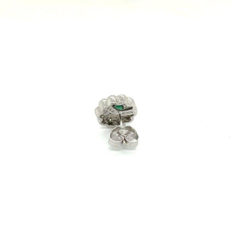 Emerald and Diamond Flower Earrings In New Condition For Sale In Derby, NY