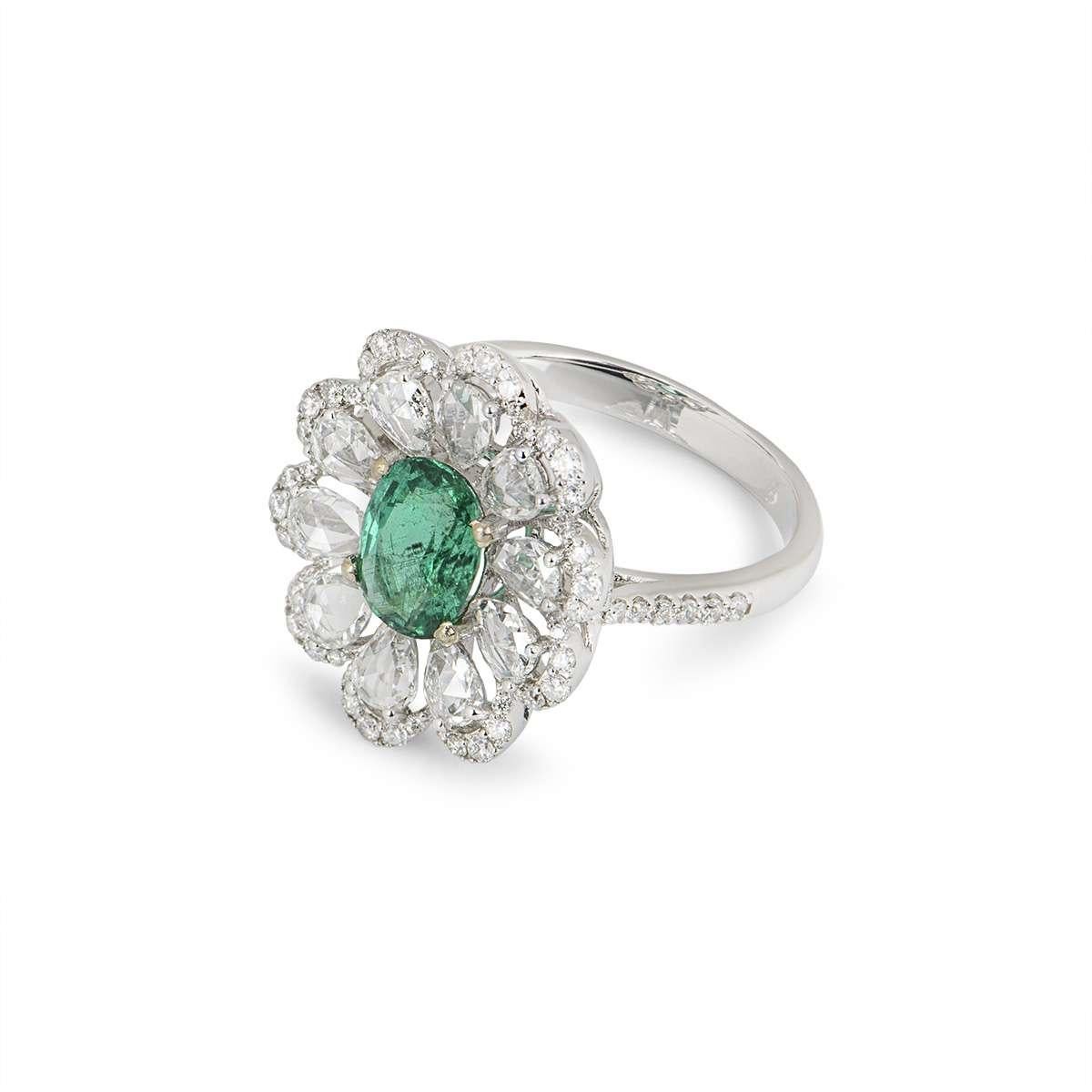 emerald flower engagement ring