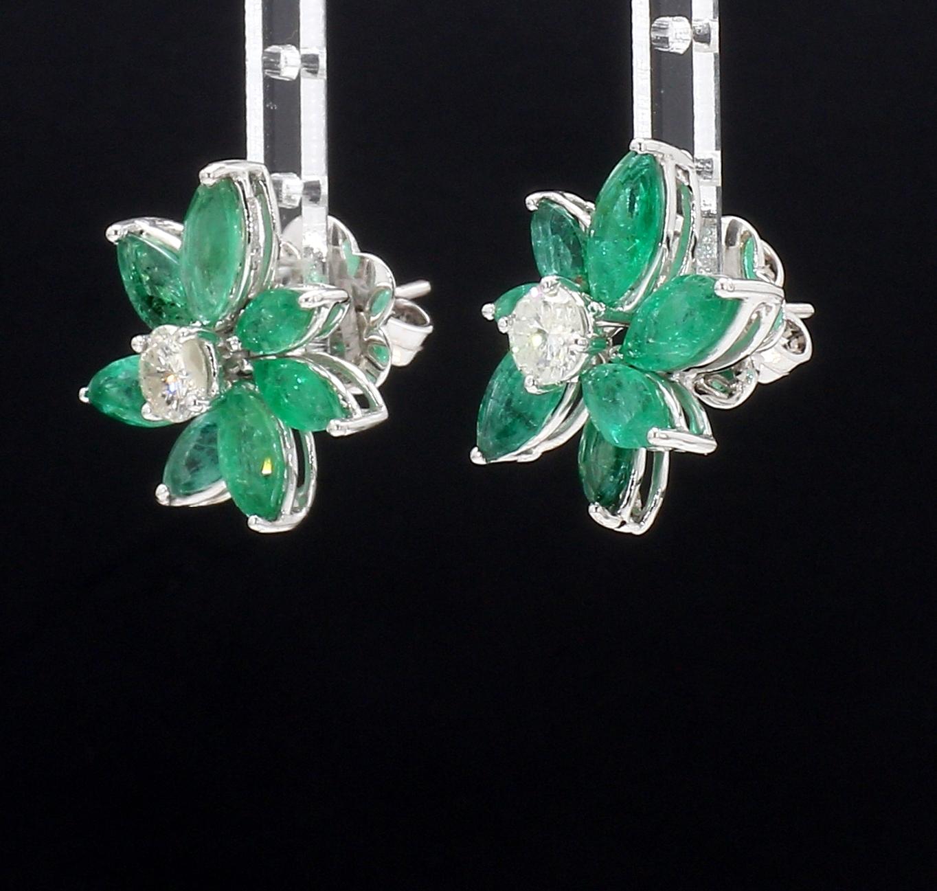 **All jewellery is one-of-a-kind, that means we have only 1 in stock**
**Hallmarked with diamond weight and gold purity**

Add a pop of color to your jewelry collection with these stunning Emerald and Diamond Stud Earrings from Alternative