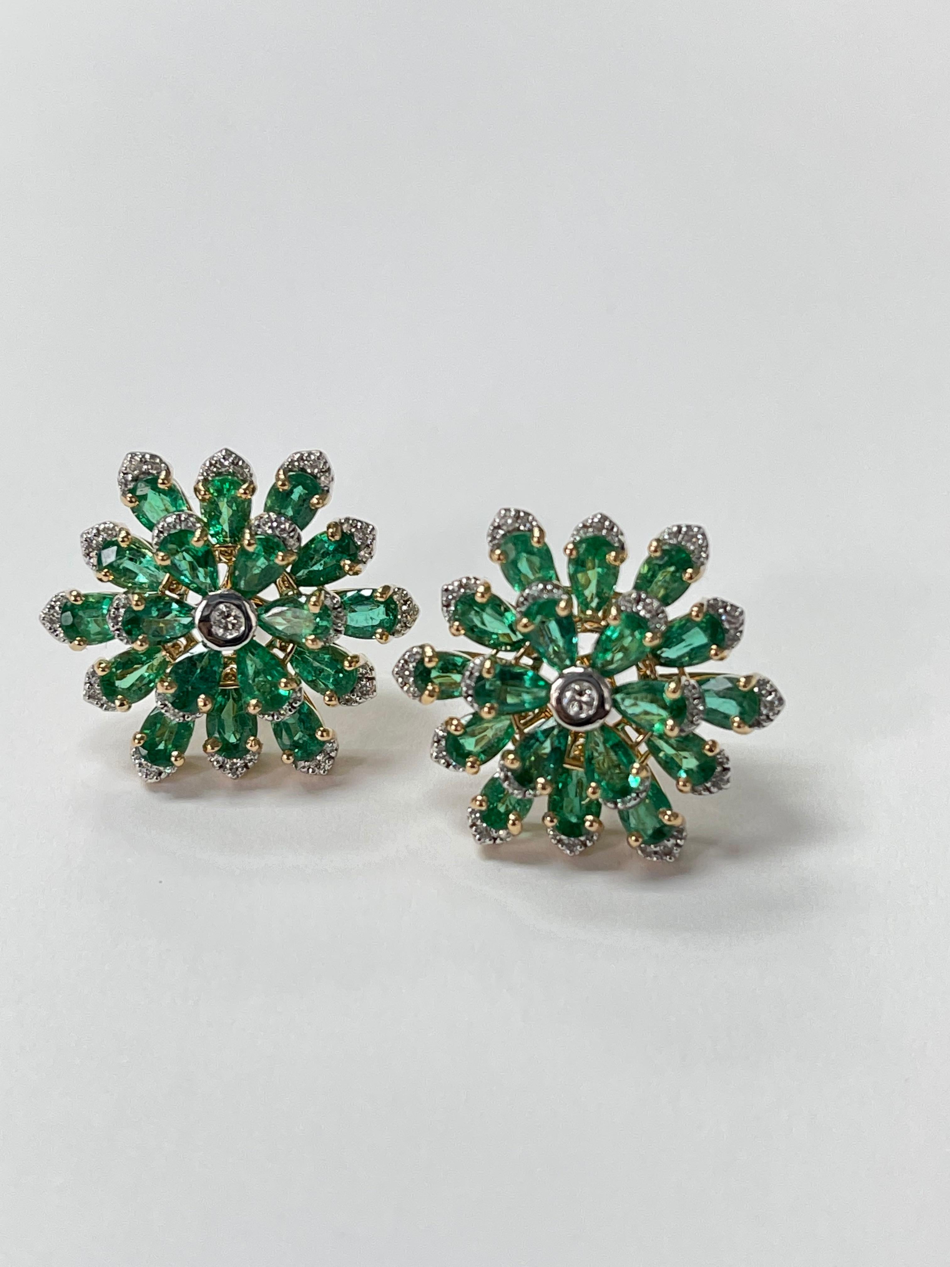 emerald flower earrings