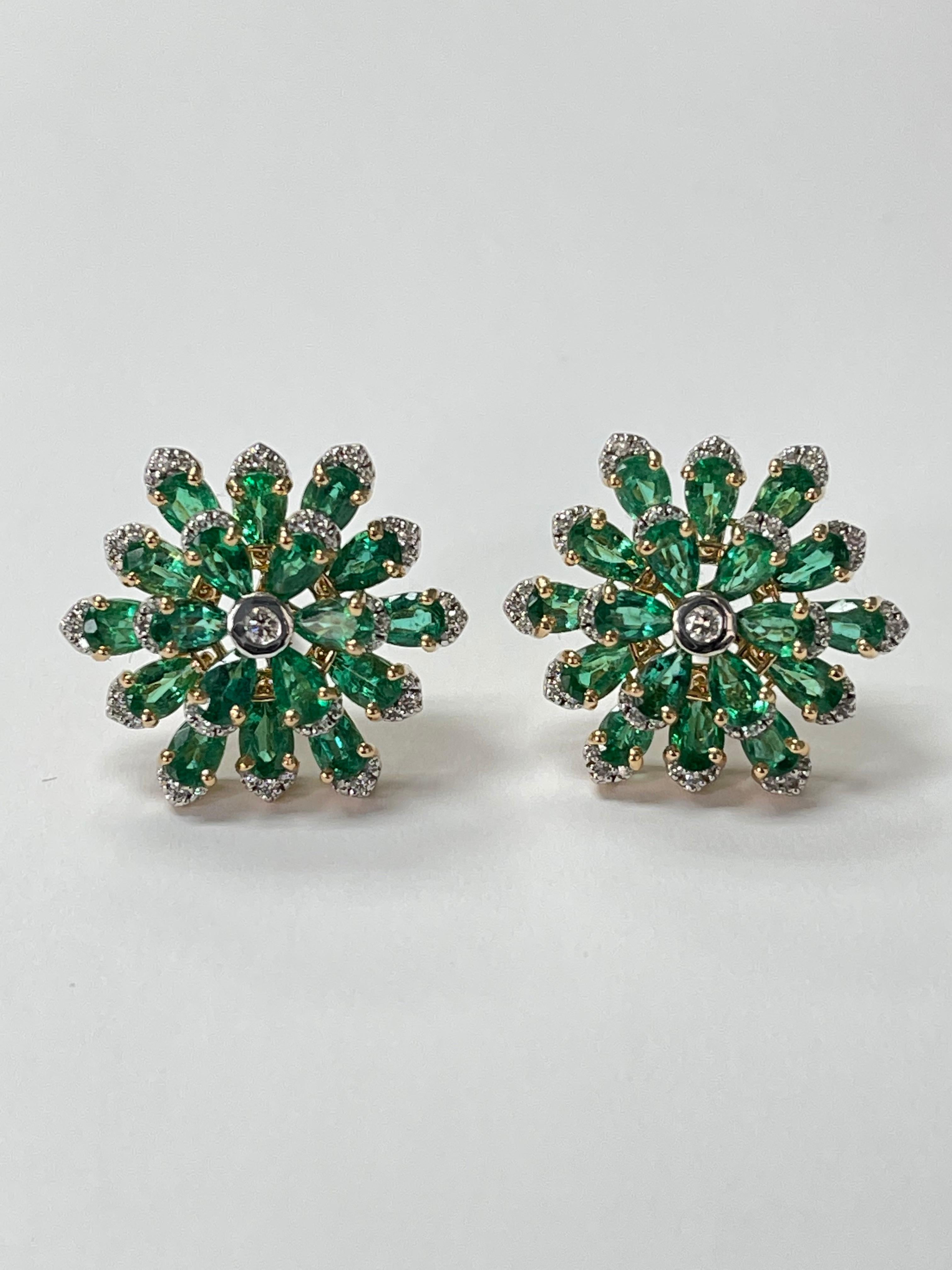 green and white stone earrings
